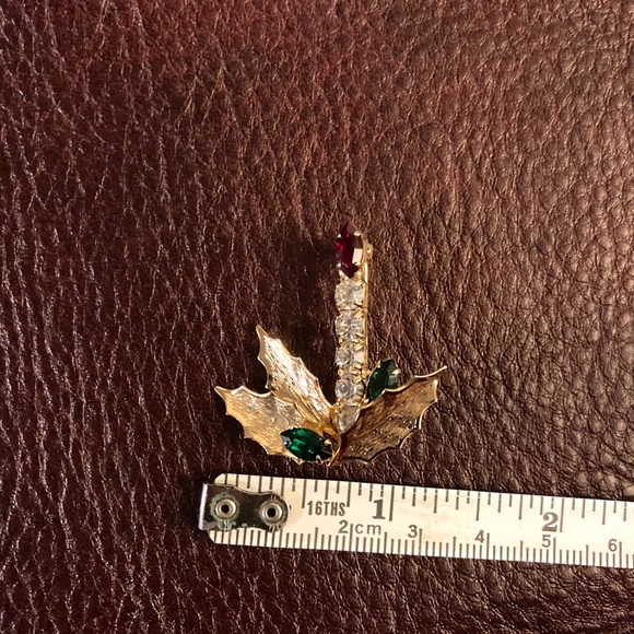 Holiday candlestick brooch pin - Picture 8 of 9